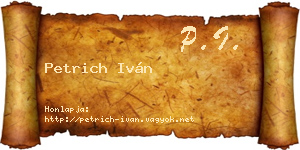 Petrich Iván névjegykártya